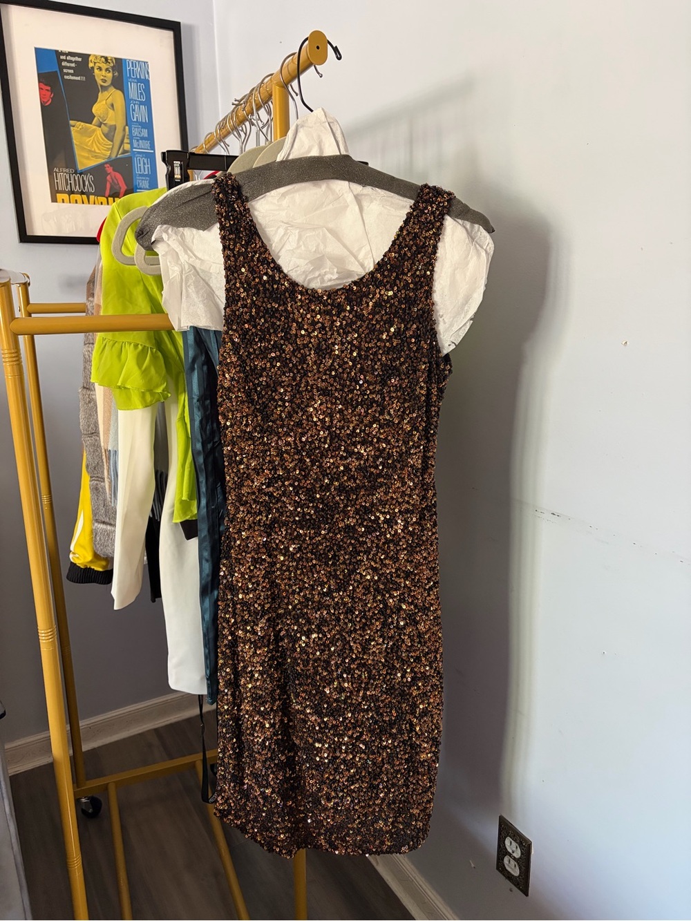 Parker Sequin Tank Mini Dress in Brown